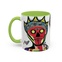 INFECTED KING.  Skull Pop Art Coffee Mug — Colorful Day of the Dead Accent Mug