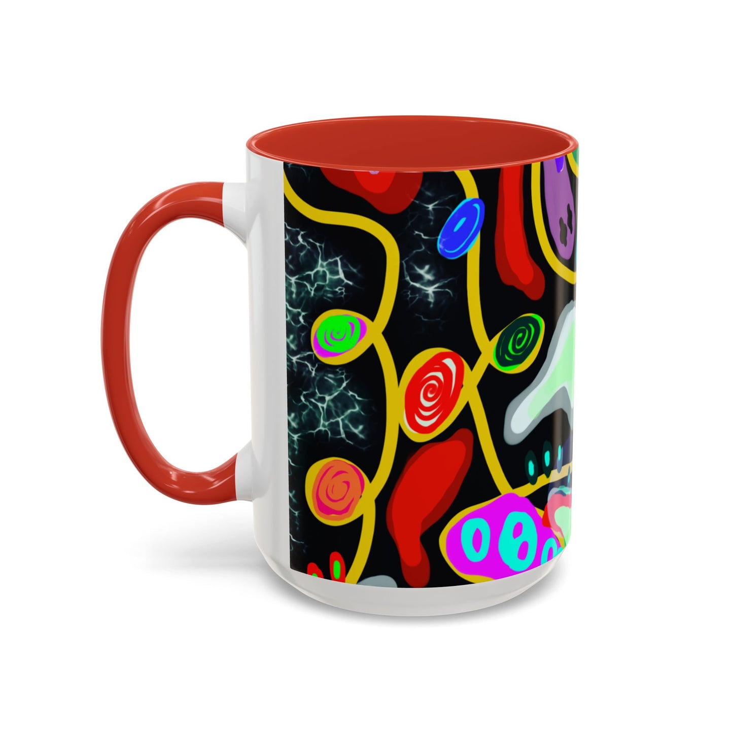 CRAZY2.0  Accent Mug — Colorful Neon Skull Abstract Coffee Cup