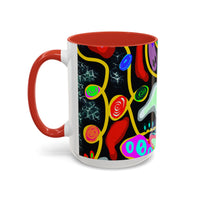 CRAZY2.0  Accent Mug — Colorful Neon Skull Abstract Coffee Cup