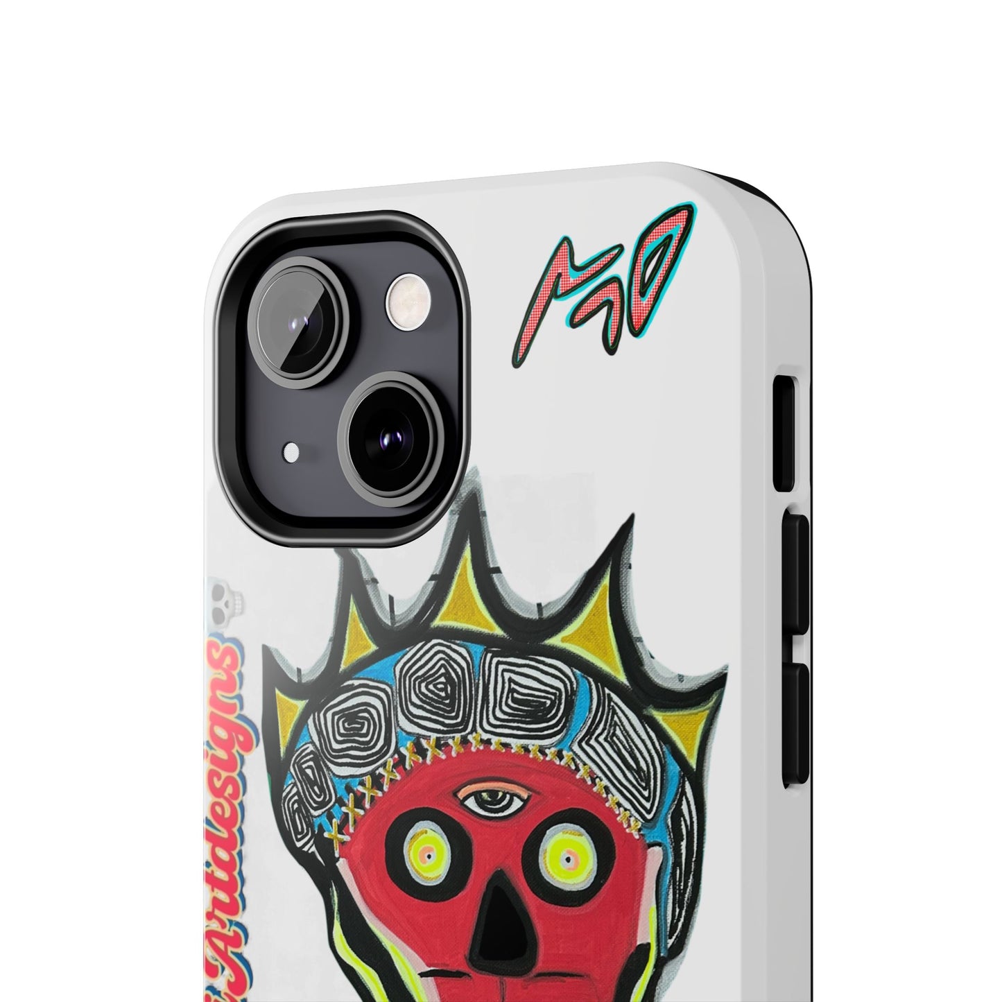 Artistic Crown KING GRAY  Skull Tough Phone Case — Colorful Abstract Guardian Design