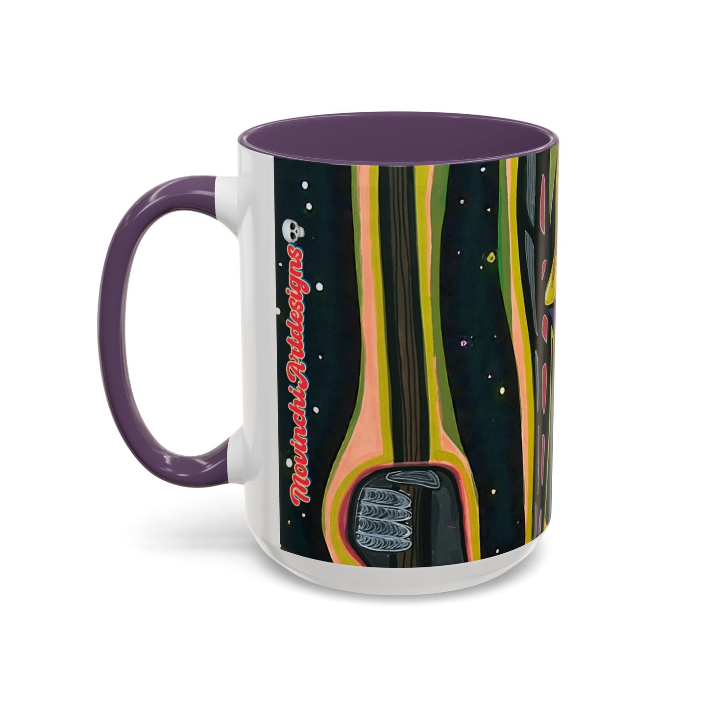 VINCENT  Skull Pop Art Accent Coffee Mug — Colorful Neon Tribal Skull Design (11/15oz)