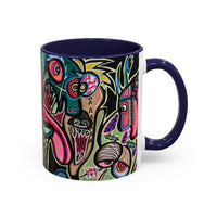 Abstract Neon DEPRESSION2.0   Monster Coffee Mug — Colorful Surreal Art Accent Mug (11/15oz)
