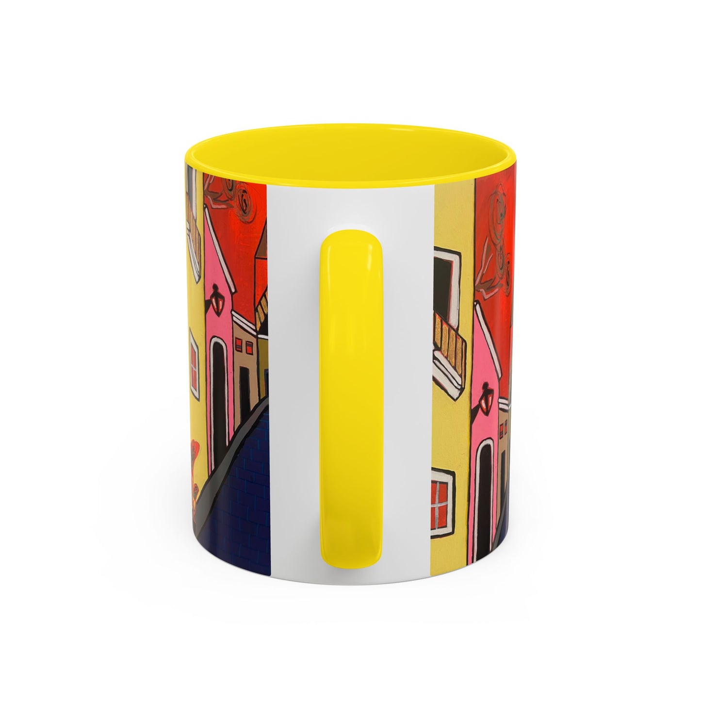 SAN SEBASTIAN.  Colorful Street Scene Accent Coffee Mug — Vibrant Urban Art Ceramic Mug (11/15oz)