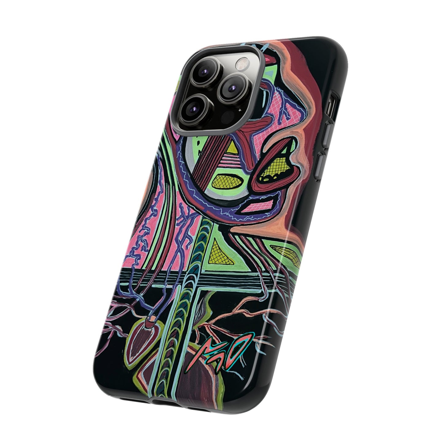 HEART ATTACK Abstract Neon Face Tough Phone Case – Vibrant Art Phone Cover