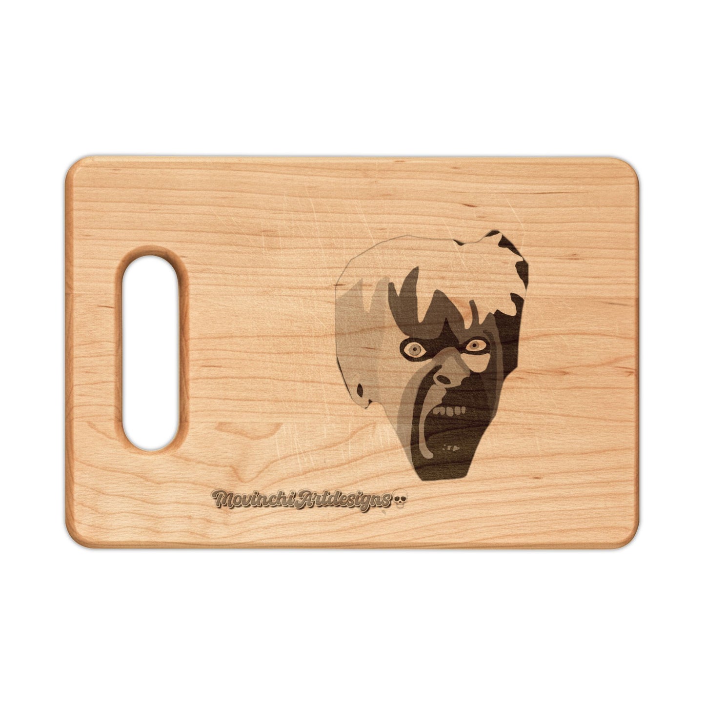 Engraved KAREN.   Face Wooden Cutting Board — Horror Kitchen Decor & Halloween Gift