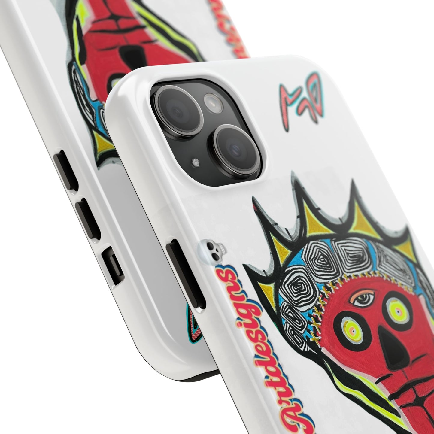 Artistic Crown KING GRAY  Skull Tough Phone Case — Colorful Abstract Guardian Design