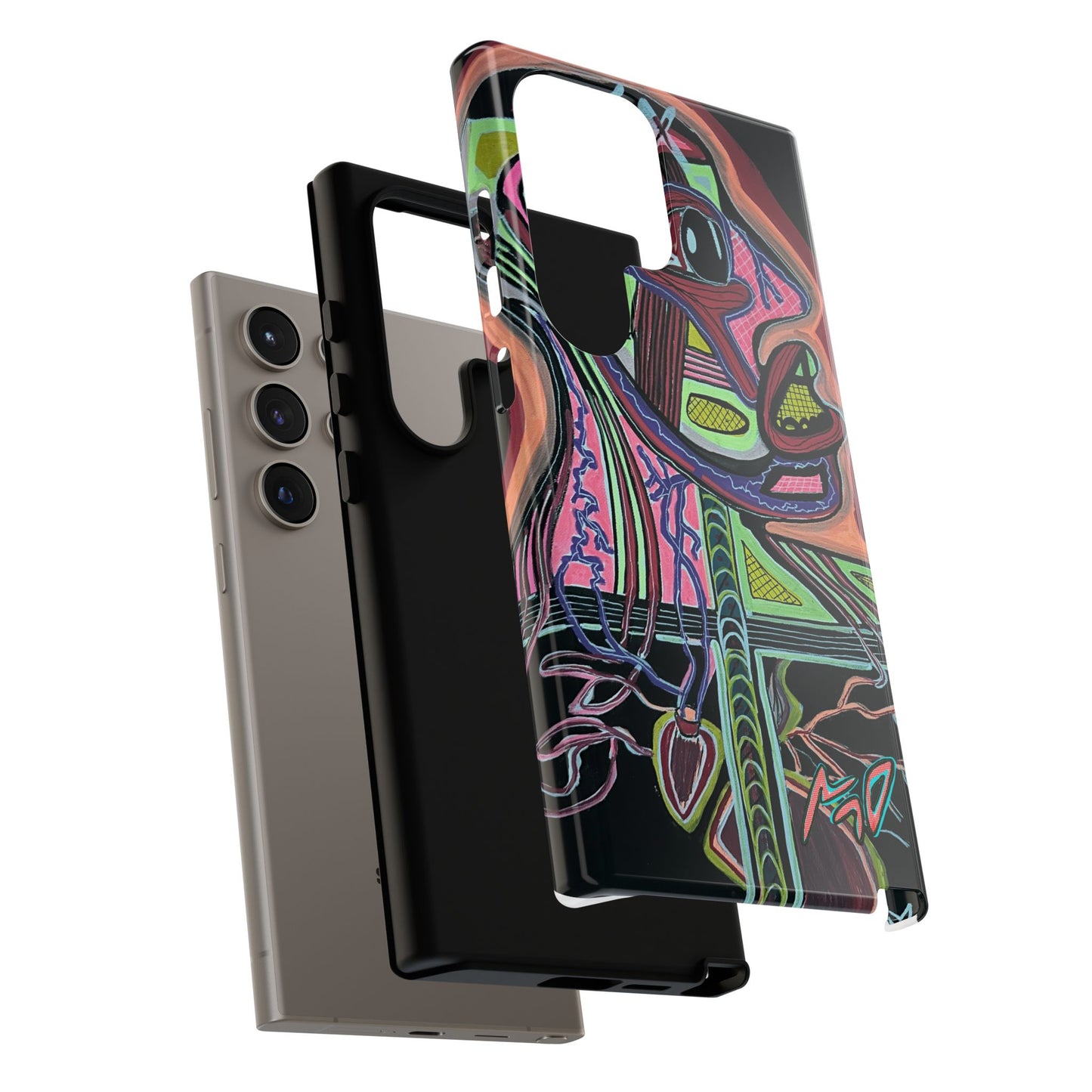 HEART ATTACK Abstract Neon Face Tough Phone Case – Vibrant Art Phone Cover