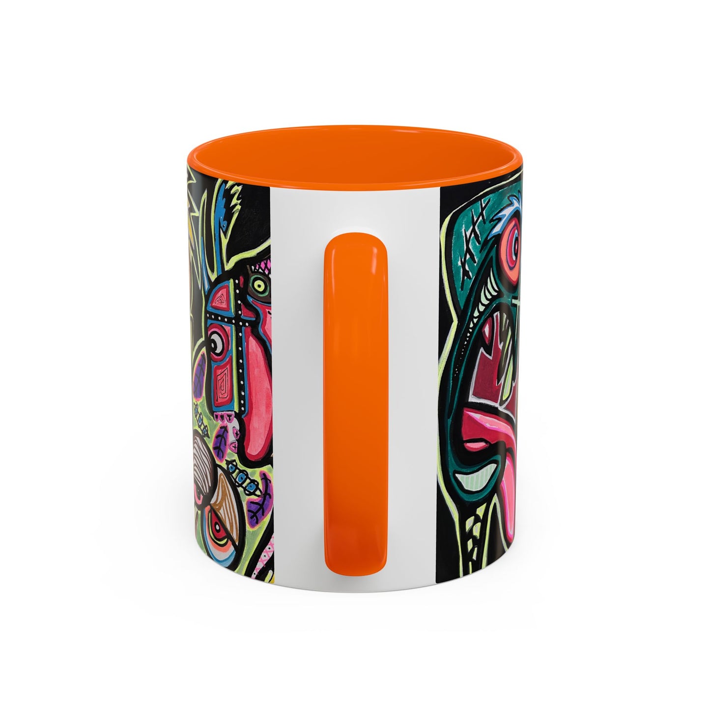 Abstract Neon DEPRESSION2.0   Monster Coffee Mug — Colorful Surreal Art Accent Mug (11/15oz)