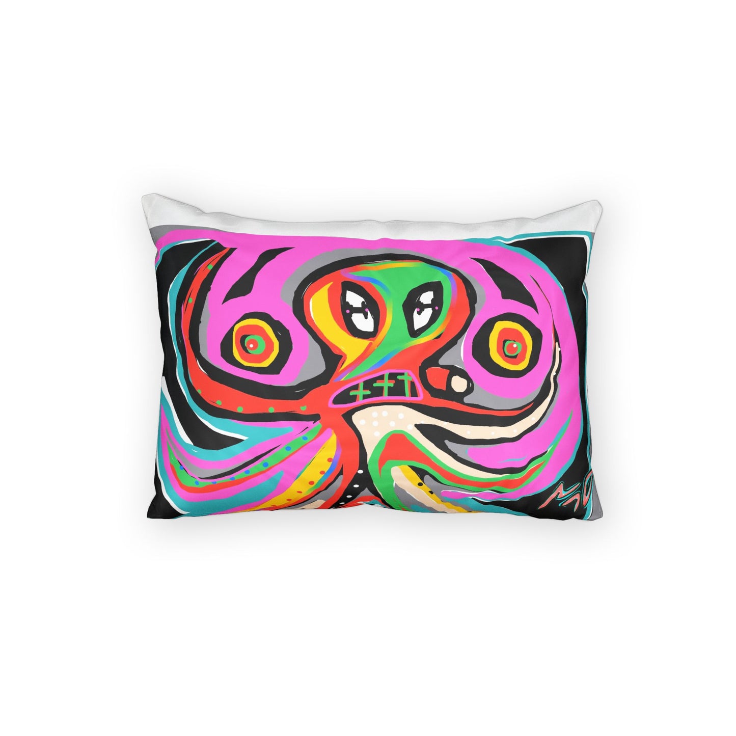 Abstract Neon Octopus Pillow Sham — Vibrant Psychedelic Cotton Decorative Pillowcase