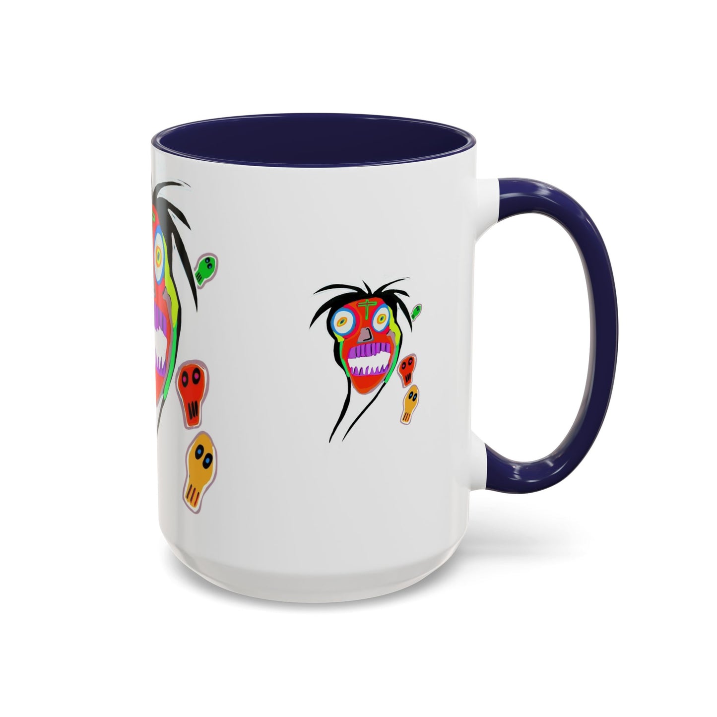 Colorful Tribal Mask Coffee Mug — Vibrant Skull Art Accent Mug (11/15oz)
