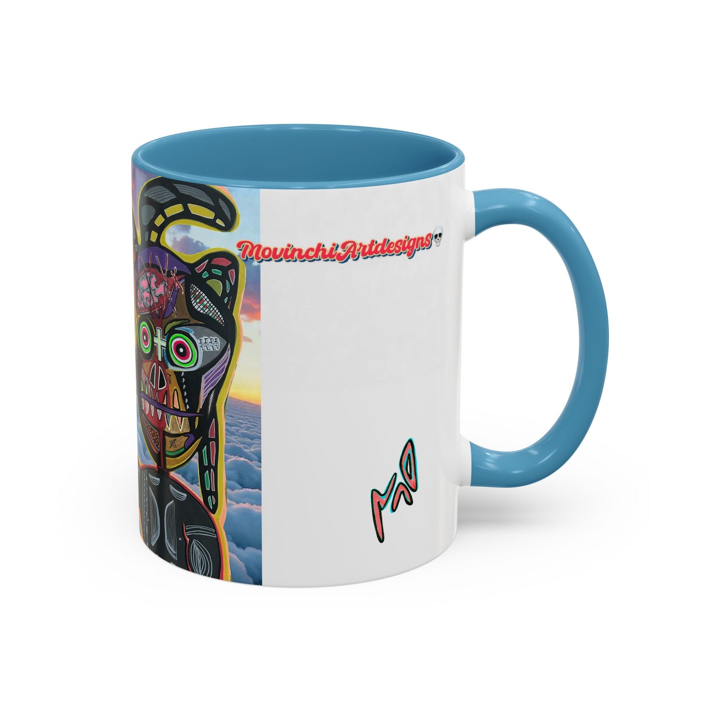 Surreal VINCENT Tribal Warrior Accent Coffee Mug — Colorful Skull Art 11/15oz