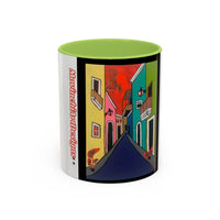 SAN JUAN.  Colorful Street Art Coffee Mug — Vibrant Alleyway & Playful Emblem Accent Mug