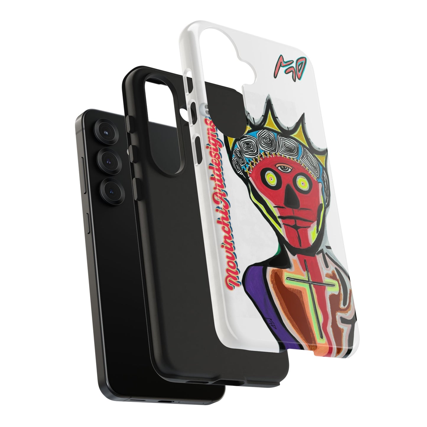 Artistic Crown KING GRAY  Skull Tough Phone Case — Colorful Abstract Guardian Design