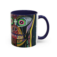 VINCENT  Skull Pop Art Accent Coffee Mug — Colorful Neon Tribal Skull Design (11/15oz)