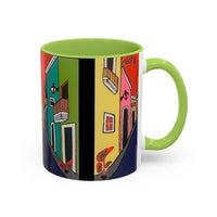 SAN SEBASTIAN.  Colorful Street Scene Accent Coffee Mug — Vibrant Urban Art Ceramic Mug (11/15oz)