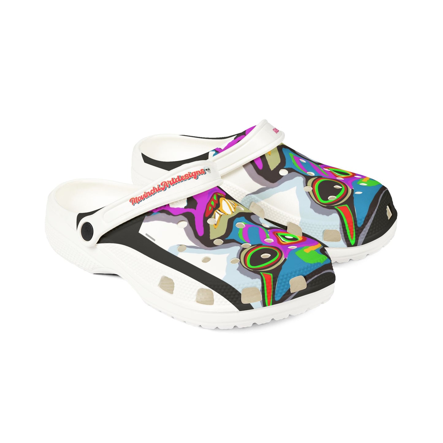 Colorful Abstract CRAZY2  Skull Clog Shoes — EVA Foam Slip-On Sandals