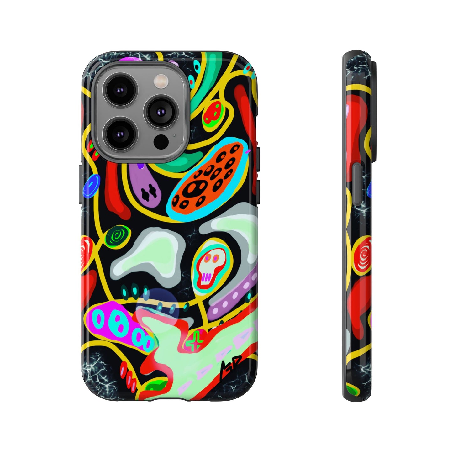 CRAZY4  Abstract Neon Skull Phone Case — Colorful Psychedelic Protective Cover