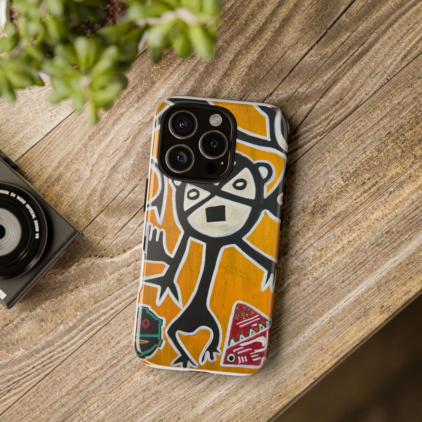 Abstract TAINO  Tribal Art Phone Case – Bold Orange Graphic Protective Cover