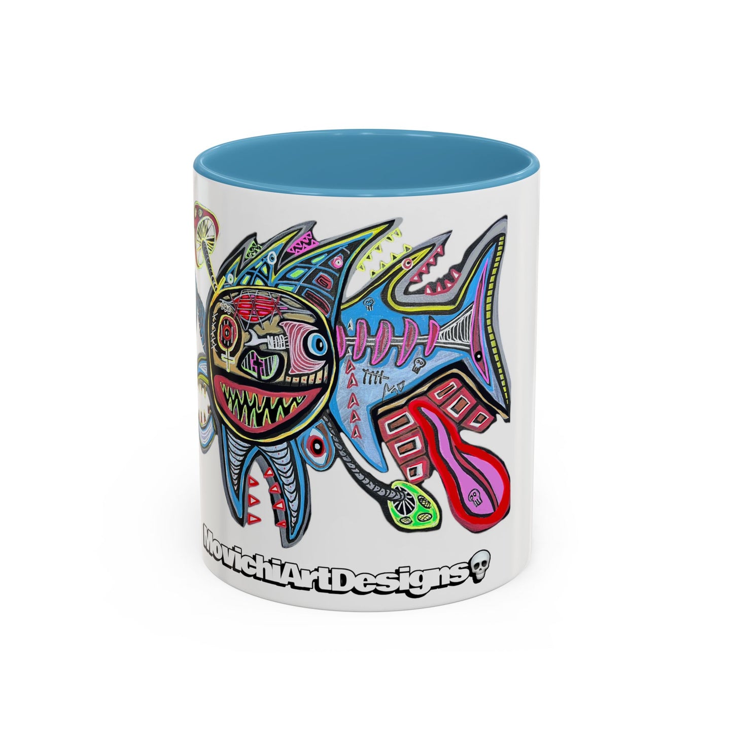 Colorful Shark Attack  Fish Accent Coffee Mug — Bold Nautical Art 11/15oz