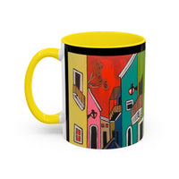 VIEJO SAN JUAN,  Colorful Cityscape Coffee Mug — Vibrant European Street Accent Mug