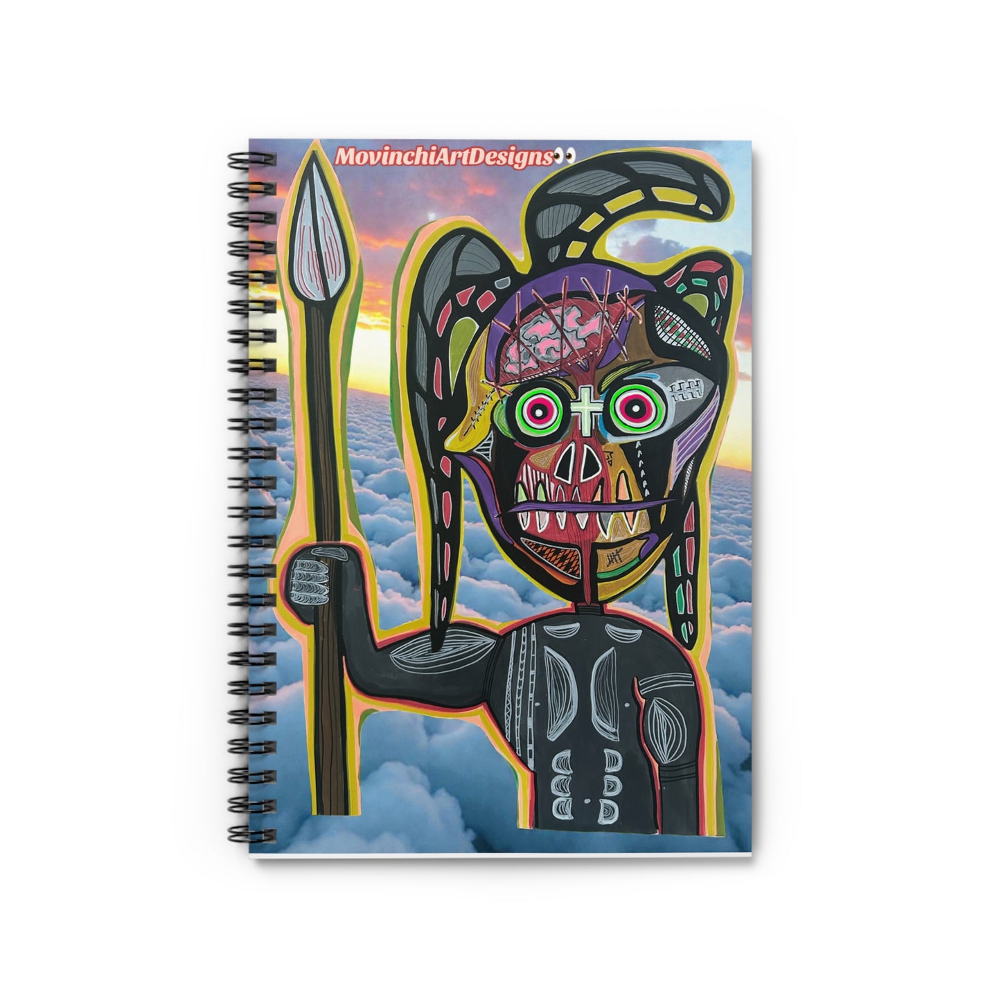 VINCENT.  Abstract Tribal Guardian Spiral Notebook — Ruled Journal with Colorful Mythic Artwork