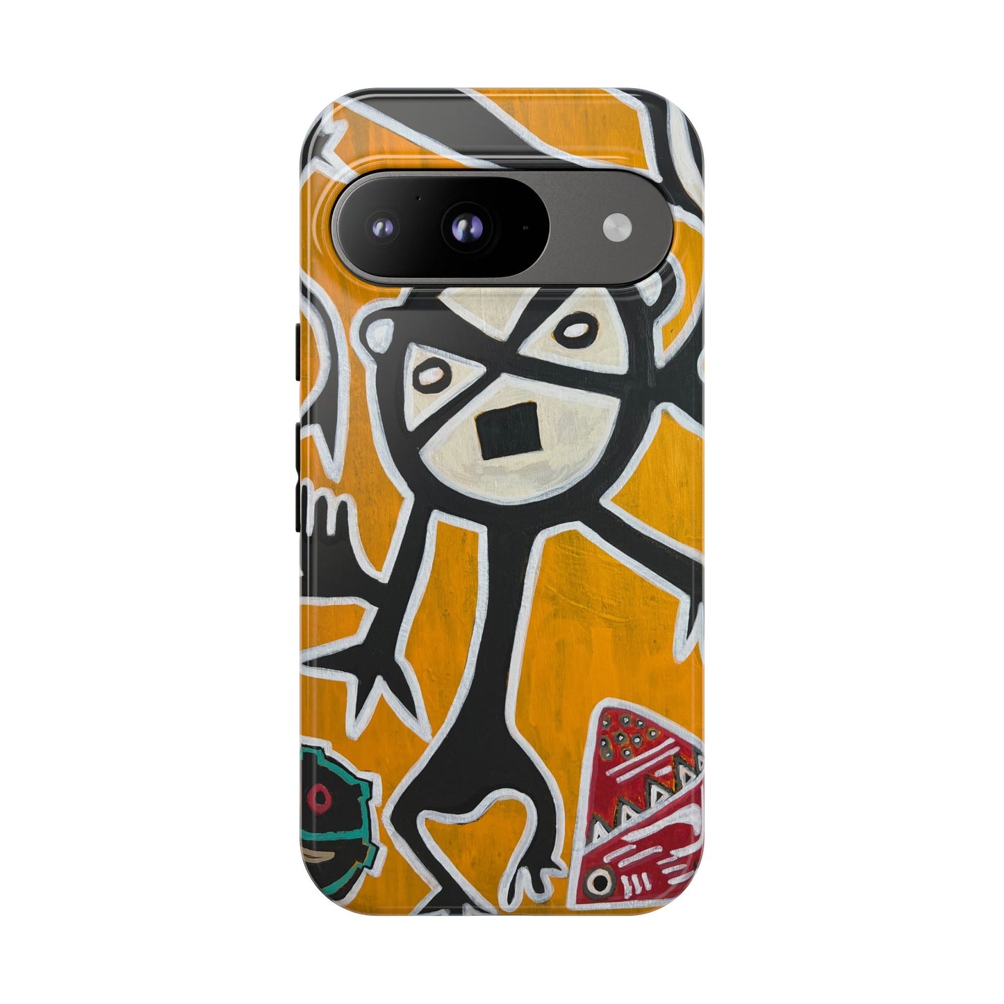 Abstract TAINO  Tribal Art Phone Case – Bold Orange Graphic Protective Cover