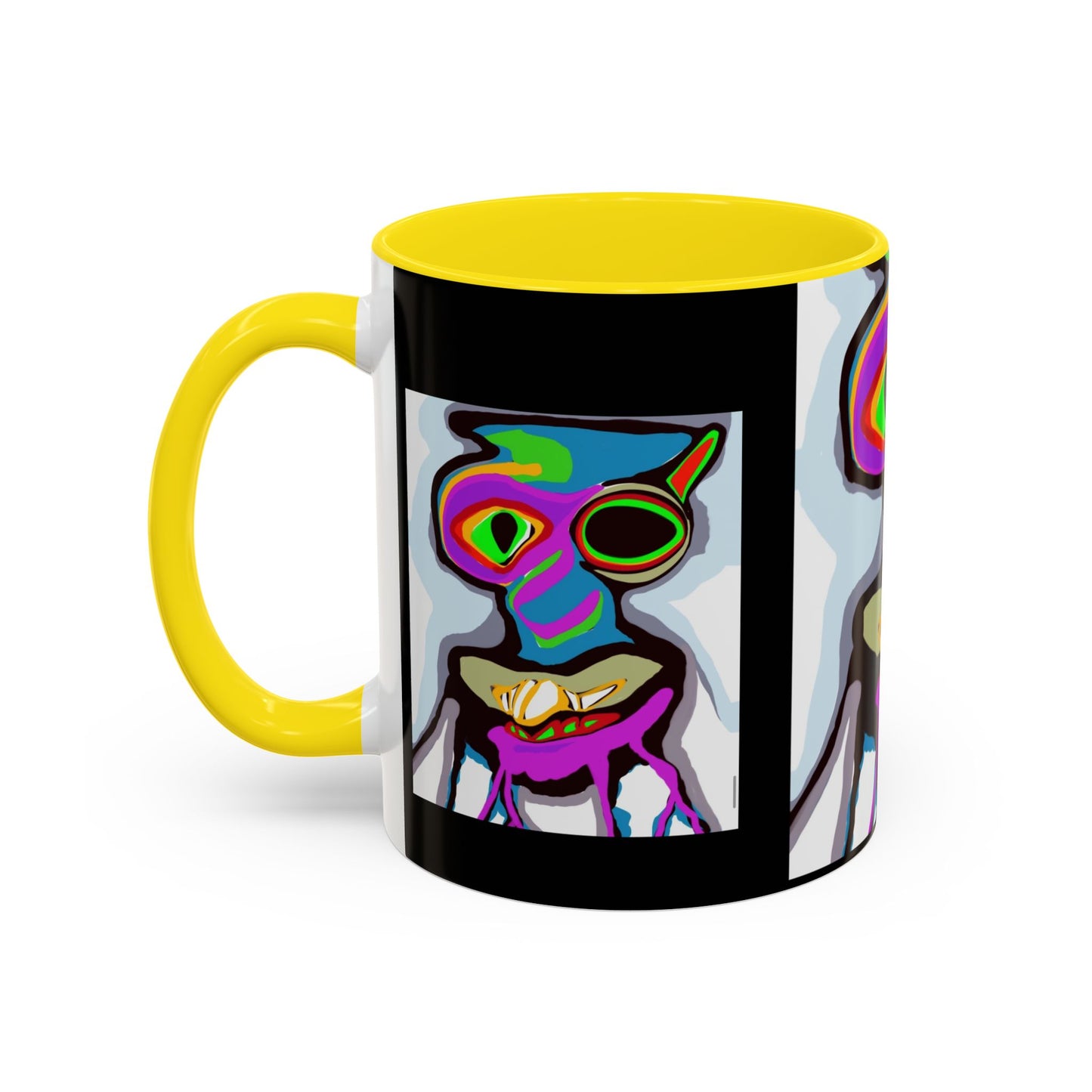 Abstract Alien Art Coffee Mug — Colorful Surreal Creature Accent Mug