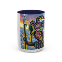 Surreal VINCENT Tribal Warrior Accent Coffee Mug — Colorful Skull Art 11/15oz