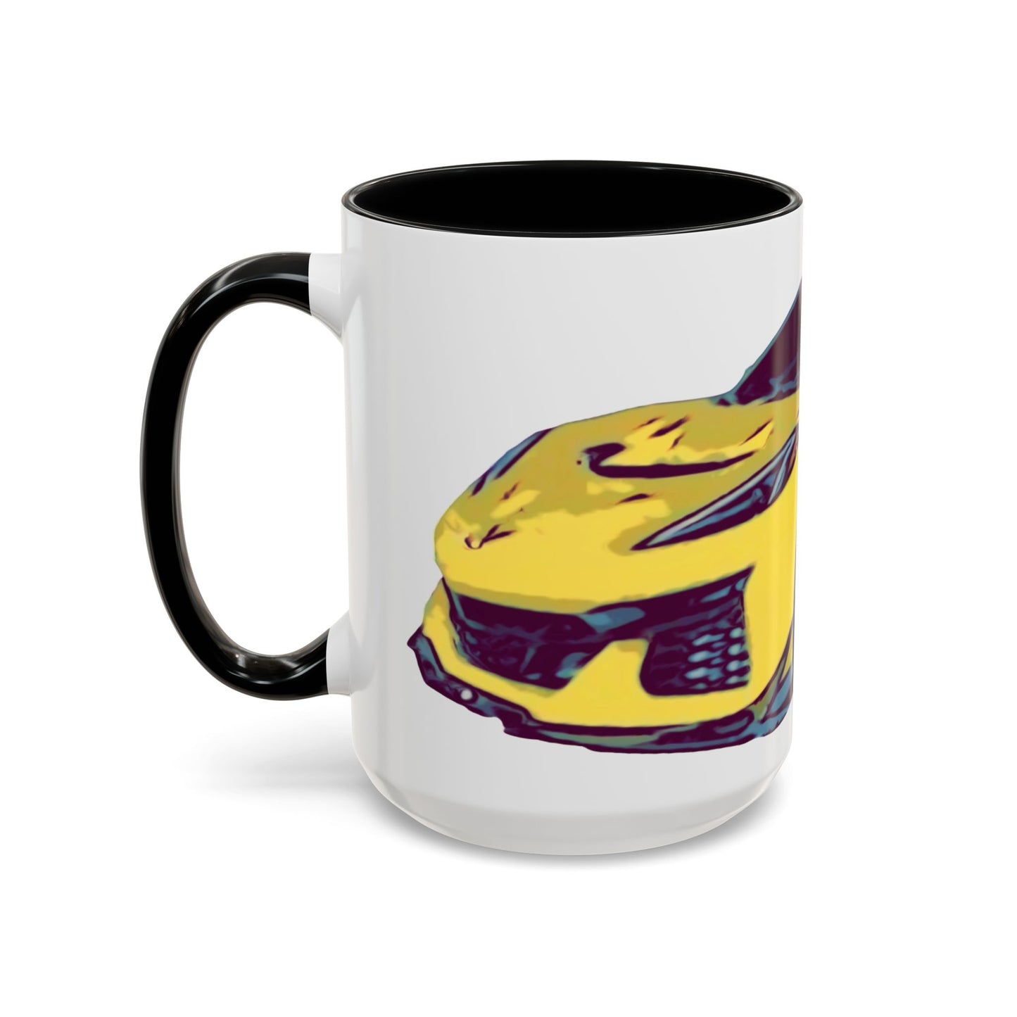 ZR1 Lover Coffee Mug — Yellow Sports Car & Boston Terrier Accent Mug (11/15 oz)