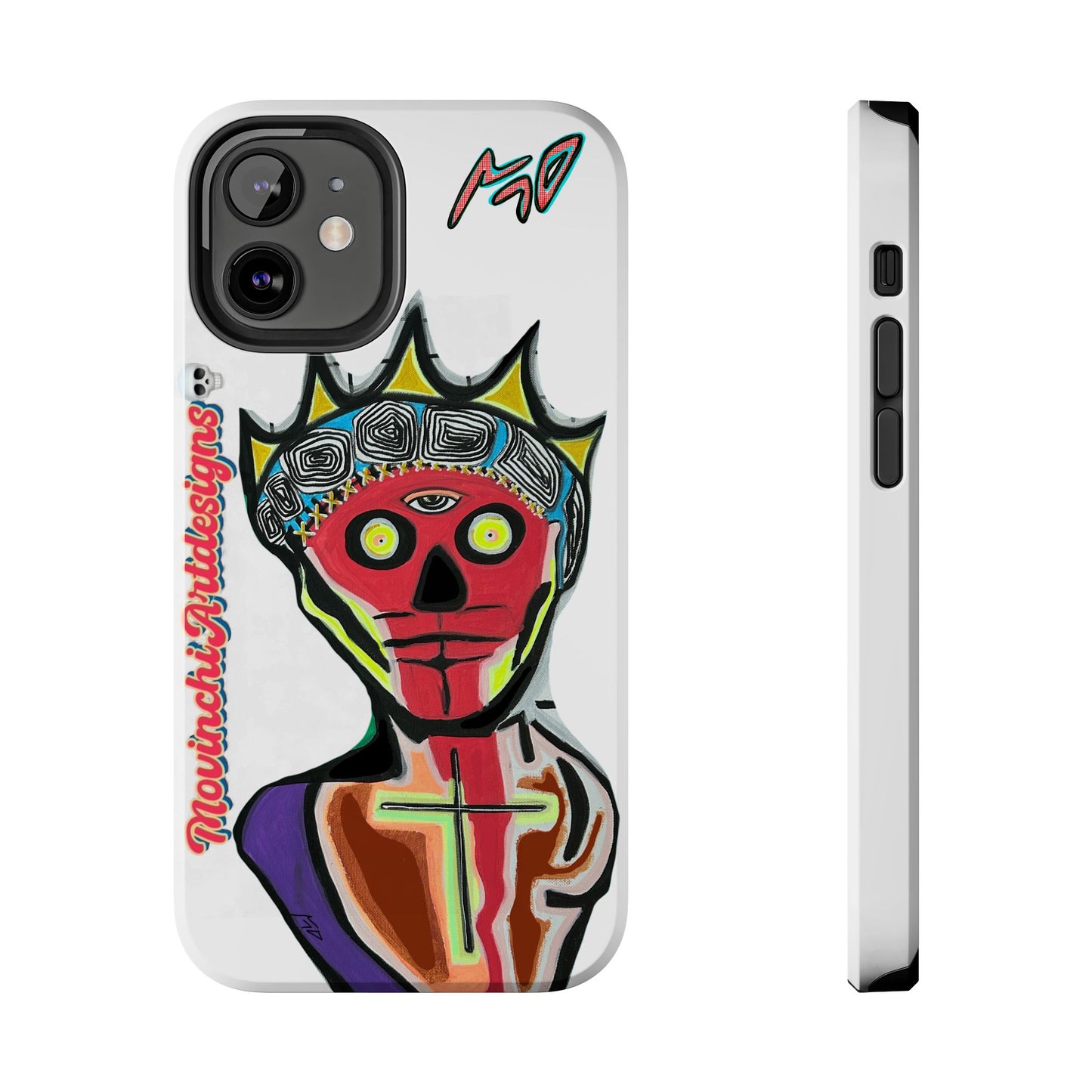 Artistic Crown KING GRAY  Skull Tough Phone Case — Colorful Abstract Guardian Design