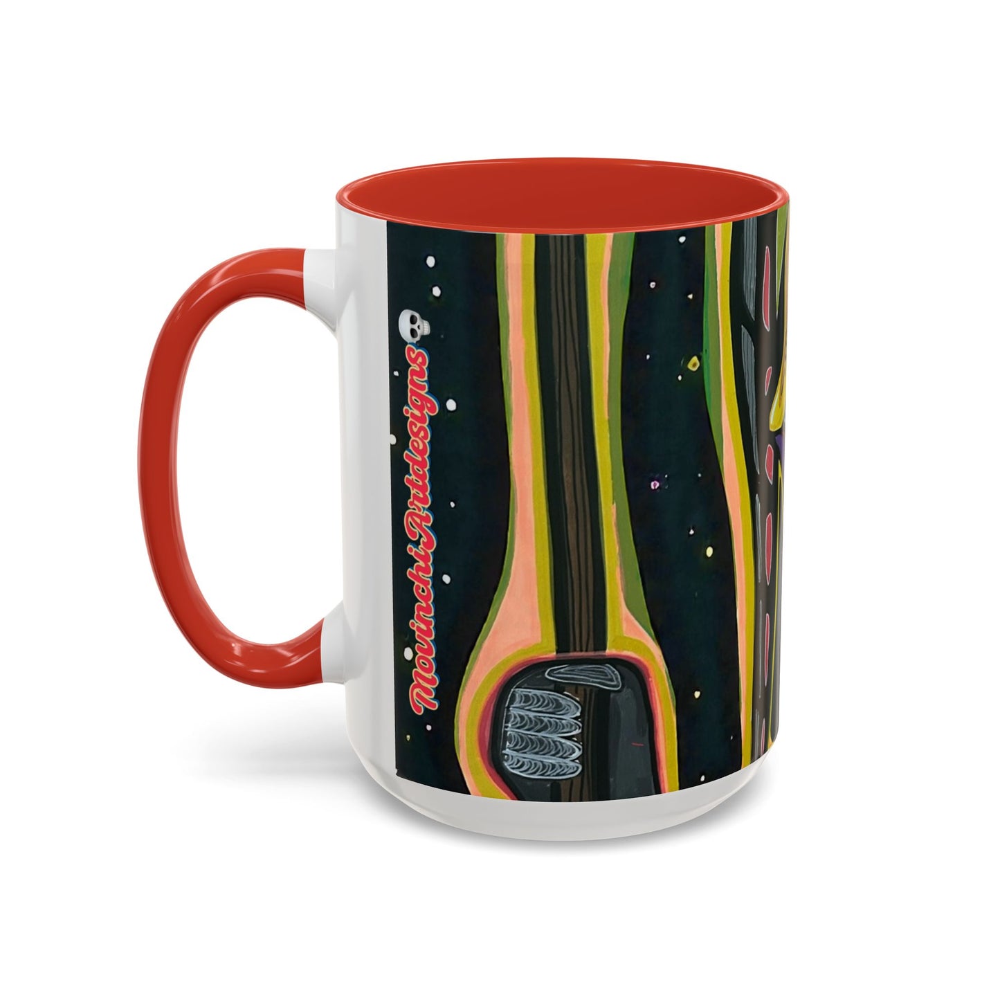 VINCENT  Skull Pop Art Accent Coffee Mug — Colorful Neon Tribal Skull Design (11/15oz)