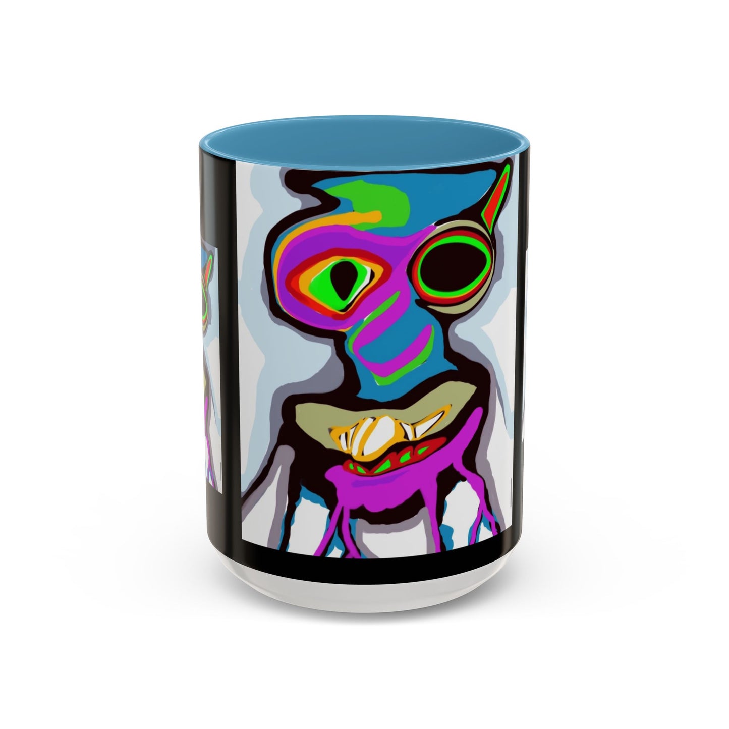 Abstract Alien Art Coffee Mug — Colorful Surreal Creature Accent Mug