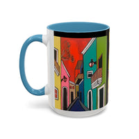SAN SEBASTIAN.  Colorful Street Scene Accent Coffee Mug — Vibrant Urban Art Ceramic Mug (11/15oz)