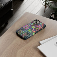 HEART ATTACK Abstract Neon Face Tough Phone Case – Vibrant Art Phone Cover