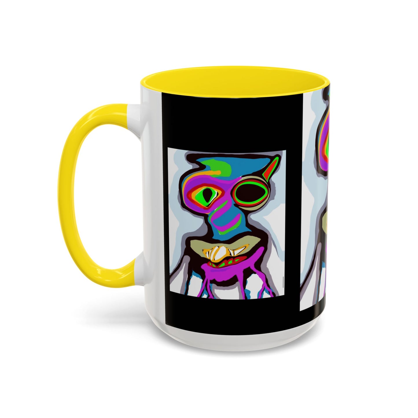 Abstract Alien Art Coffee Mug — Colorful Surreal Creature Accent Mug