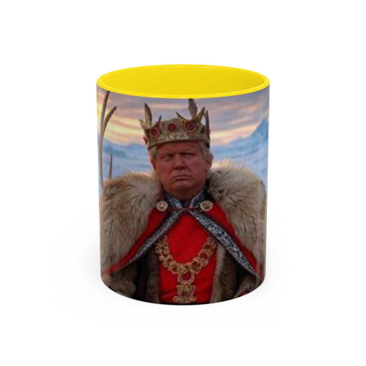 KING OF THE WORLD Royal Portrait Accent Coffee Mug – King in Fur Coat Design (11/15oz)
