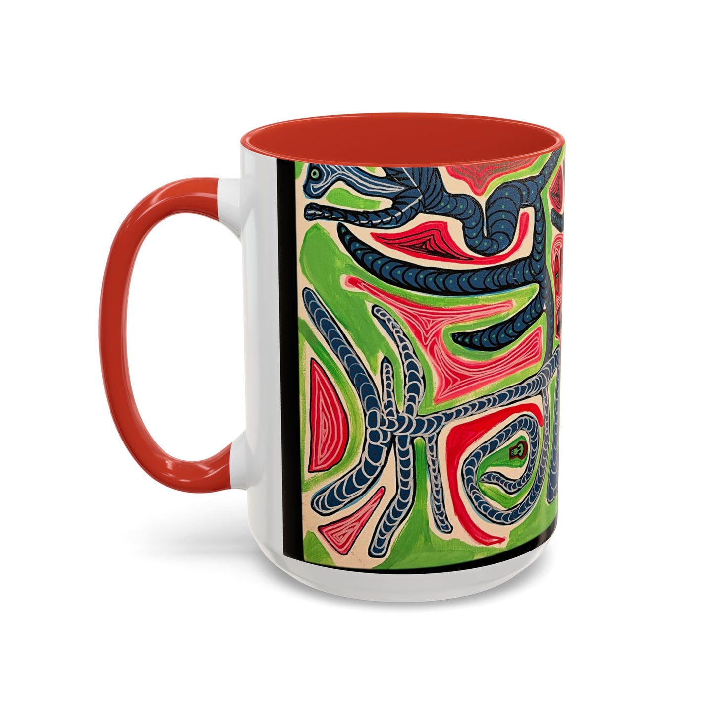 AFTER LIFE.  Abstract Tribal Art Coffee Mug — Colorful Surreal Accent Mug