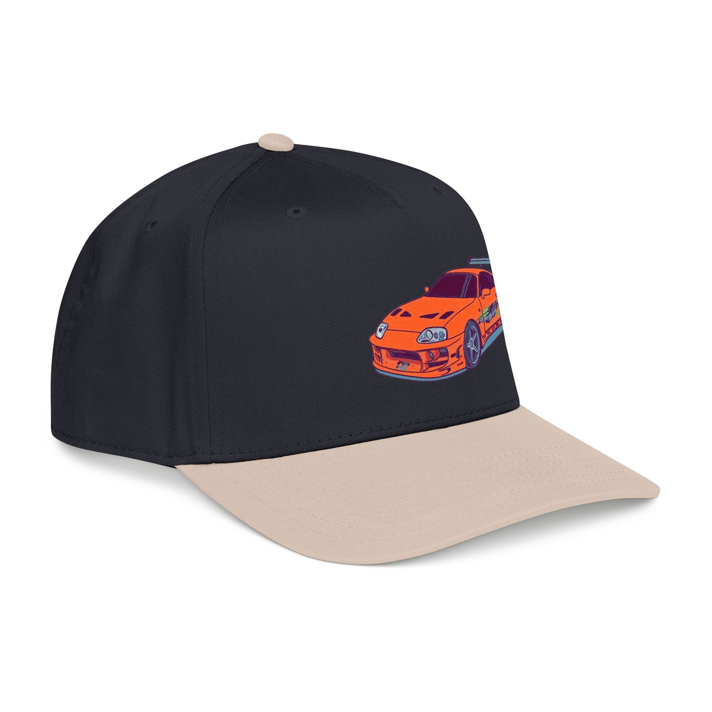 2JZ.  Retro Orange Sports Car Baseball Cap — Vintage JDM Supra Snapback
