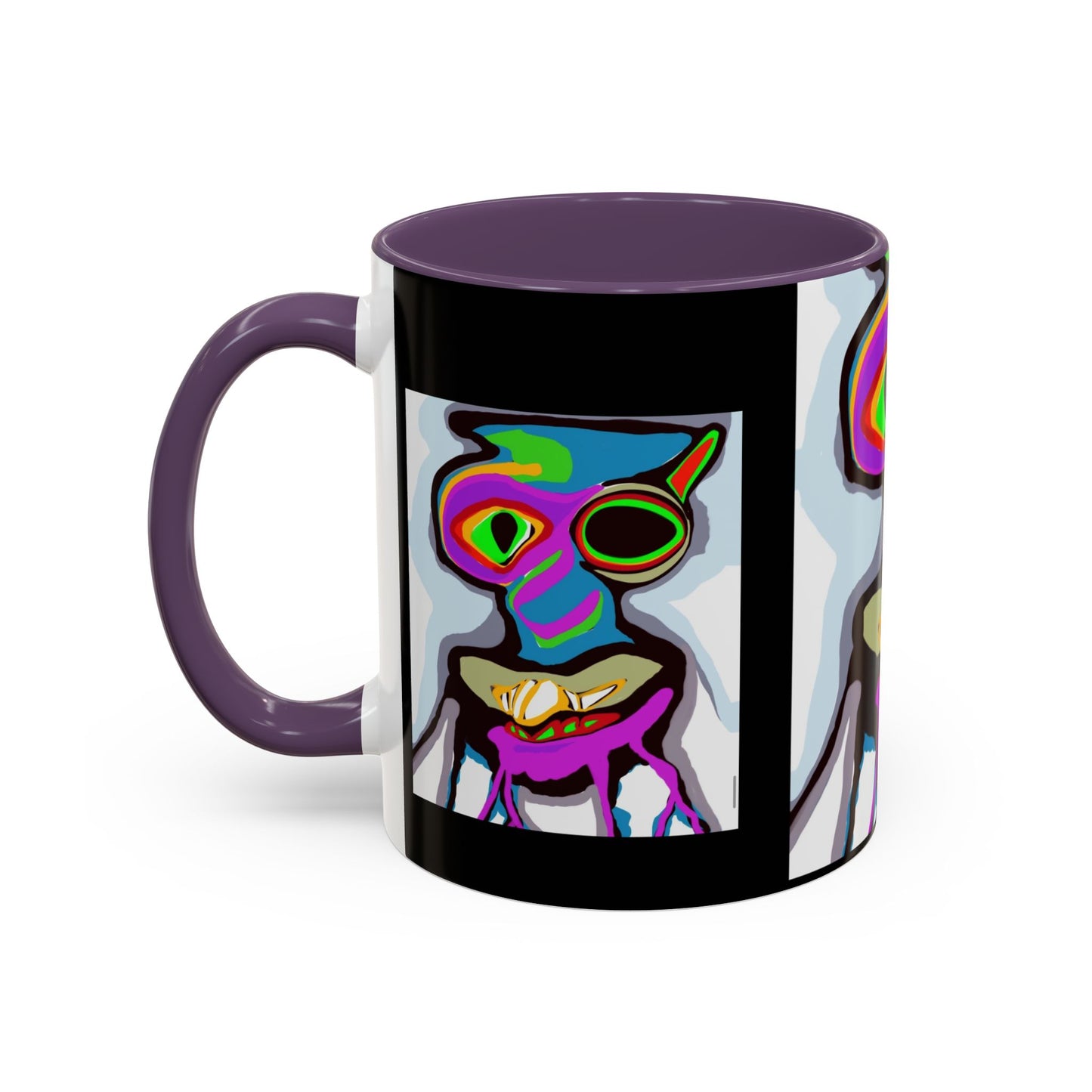 Abstract Alien Art Coffee Mug — Colorful Surreal Creature Accent Mug