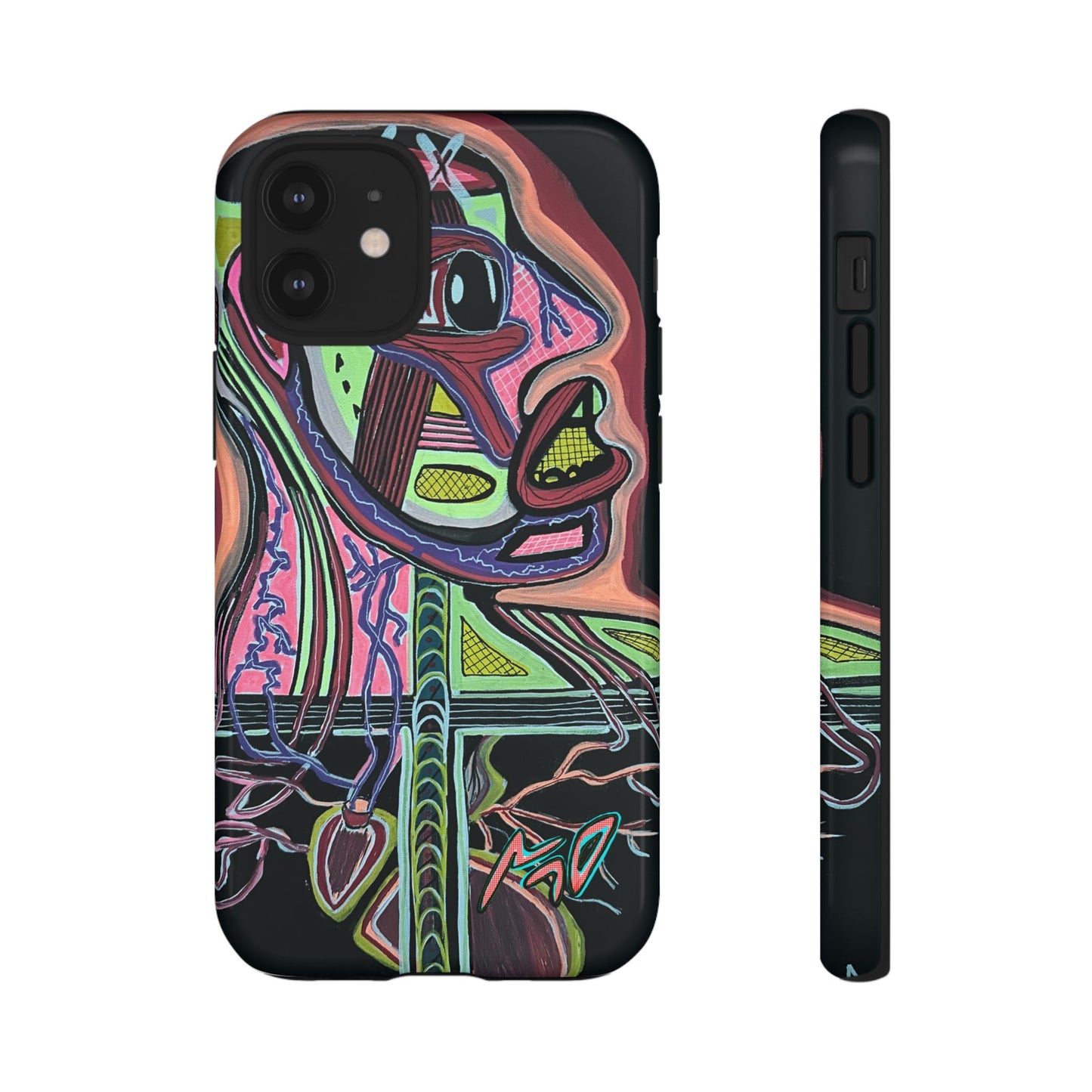 HEART ATTACK Abstract Neon Face Tough Phone Case – Vibrant Art Phone Cover