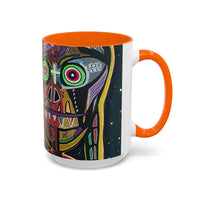 VINCENT  Skull Pop Art Accent Coffee Mug — Colorful Neon Tribal Skull Design (11/15oz)