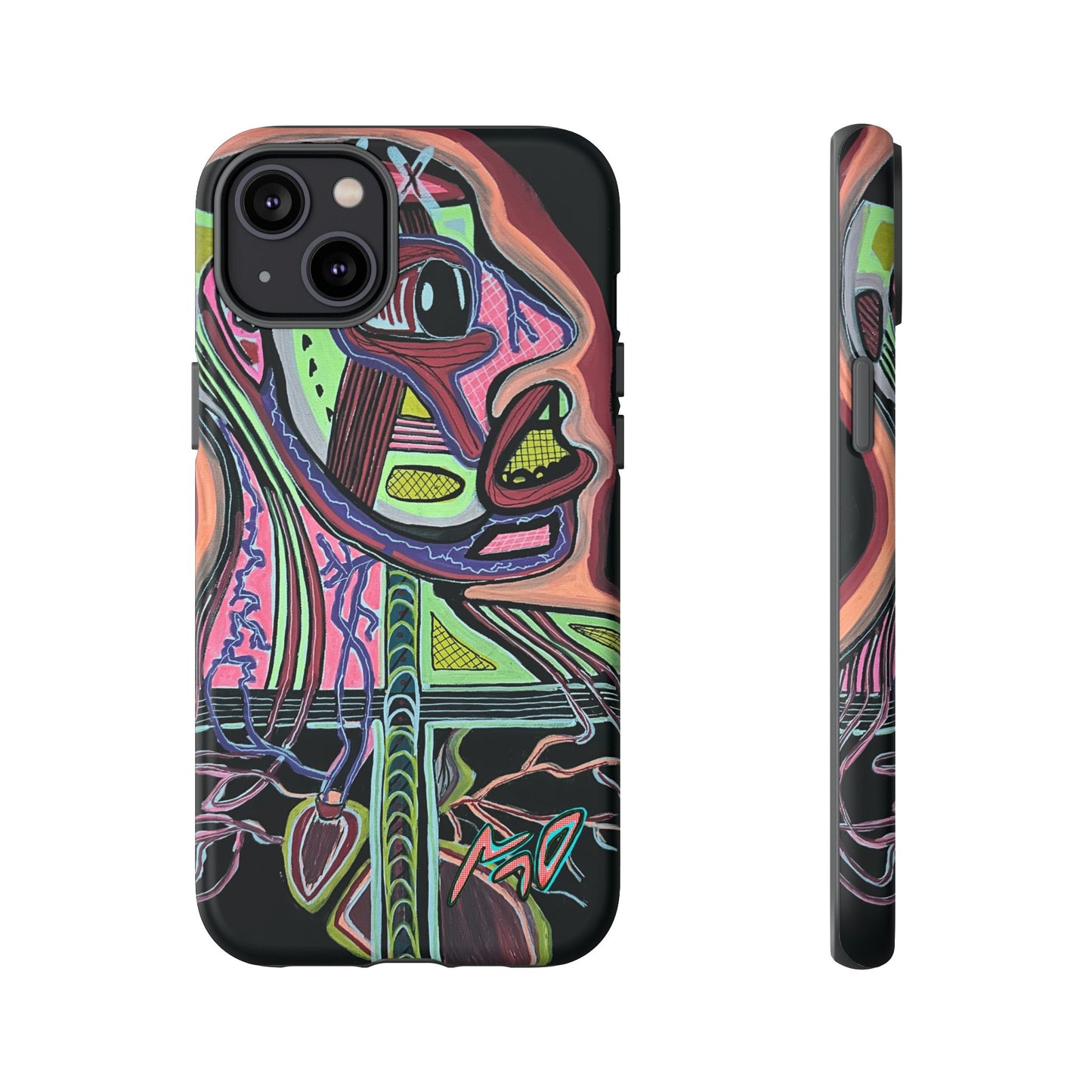 HEART ATTACK Abstract Neon Face Tough Phone Case – Vibrant Art Phone Cover