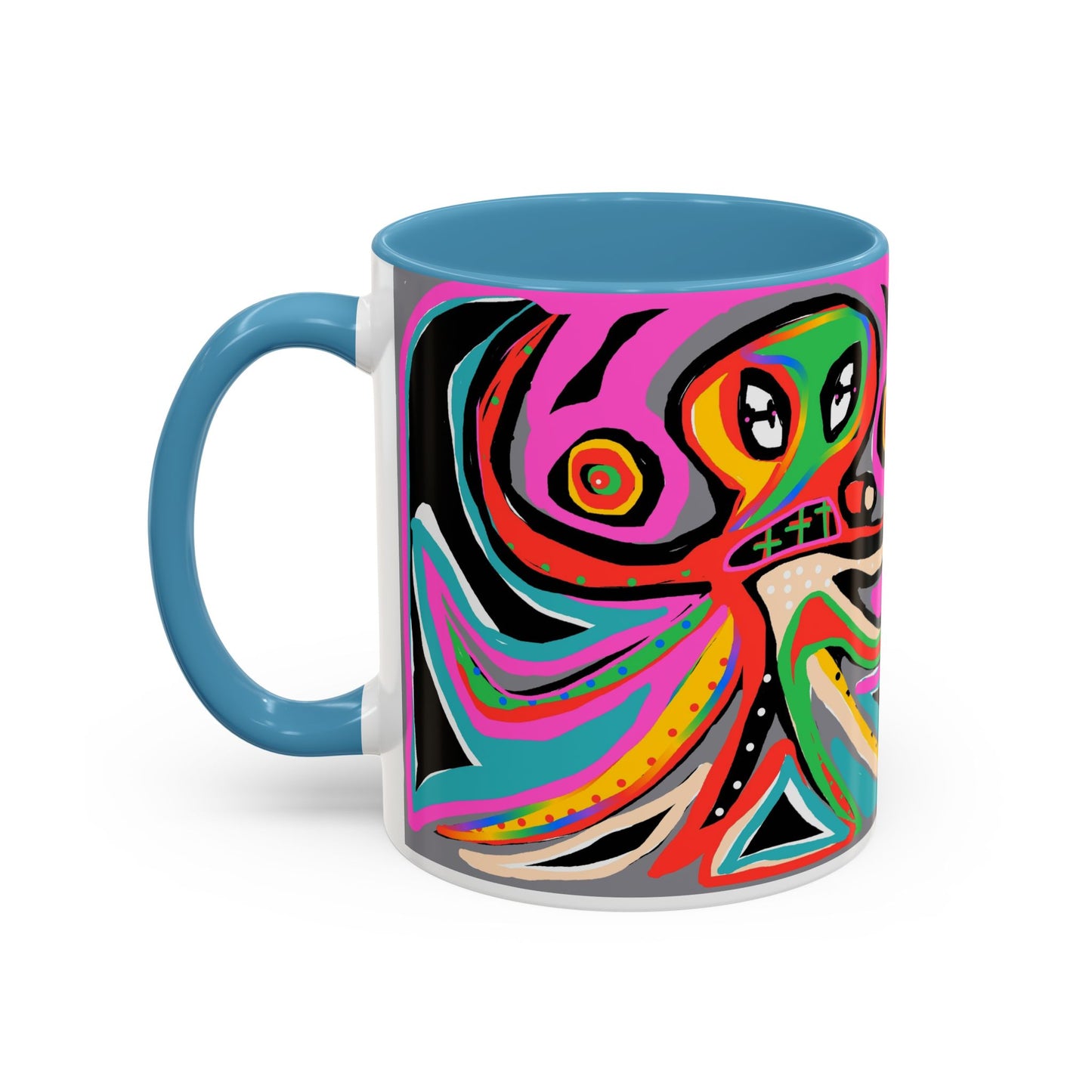 Abstract Neon octopussy Coffee Mug — Colorful Pop Art Accent Mug (11/15oz)