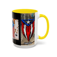 Puerto Rico Flag Coffee Mug — Rustic Street Art Accent Mug (11/15 oz)