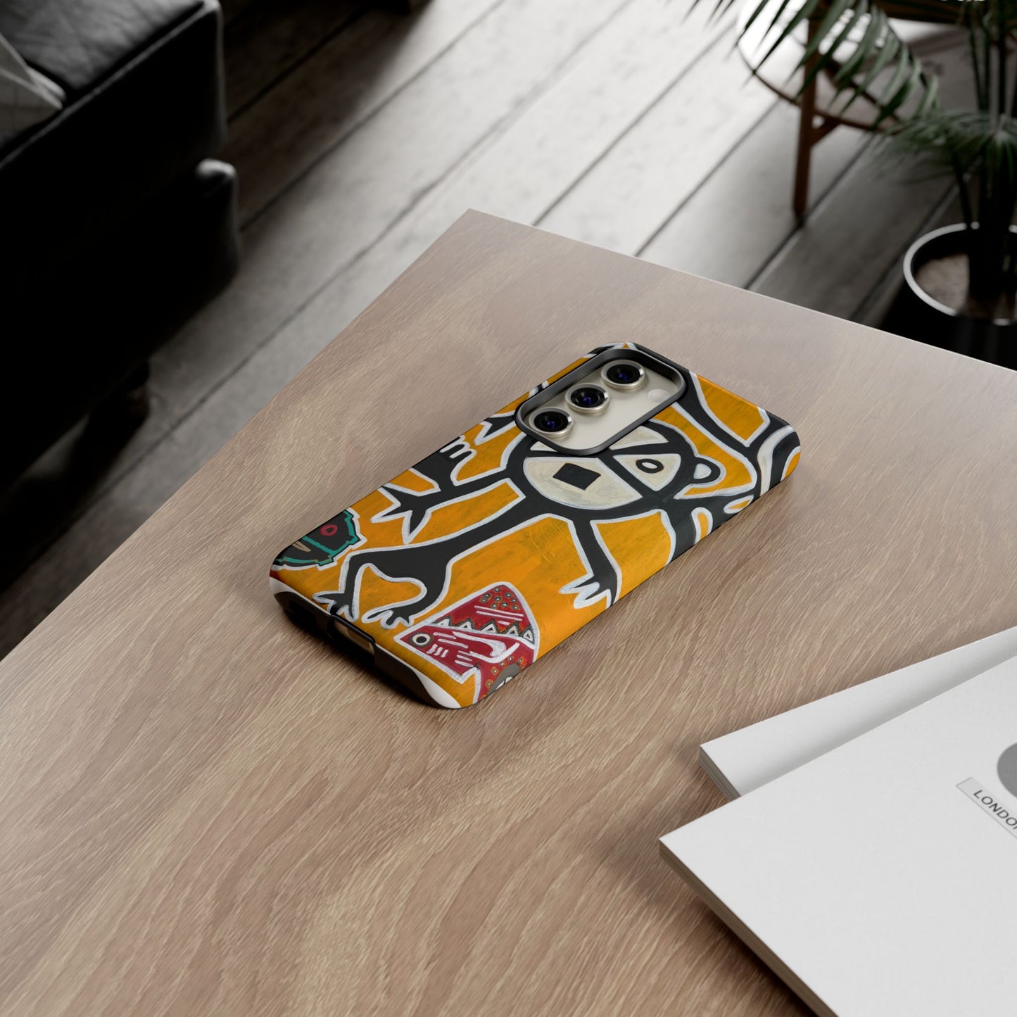 Abstract TAINO  Tribal Art Phone Case – Bold Orange Graphic Protective Cover