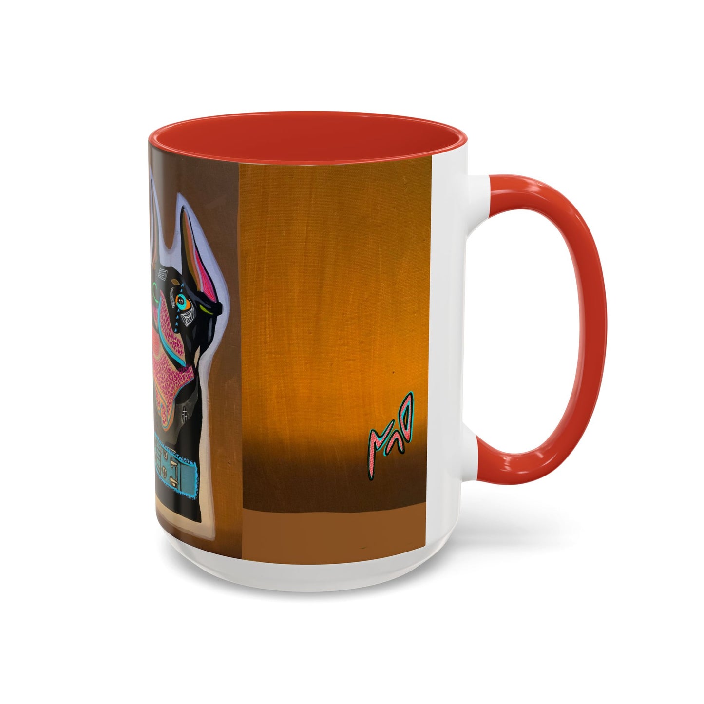 Colorful Doberman Accent Coffee Mug — Vibrant Dog Portrait Ceramic Mug (11/15oz)