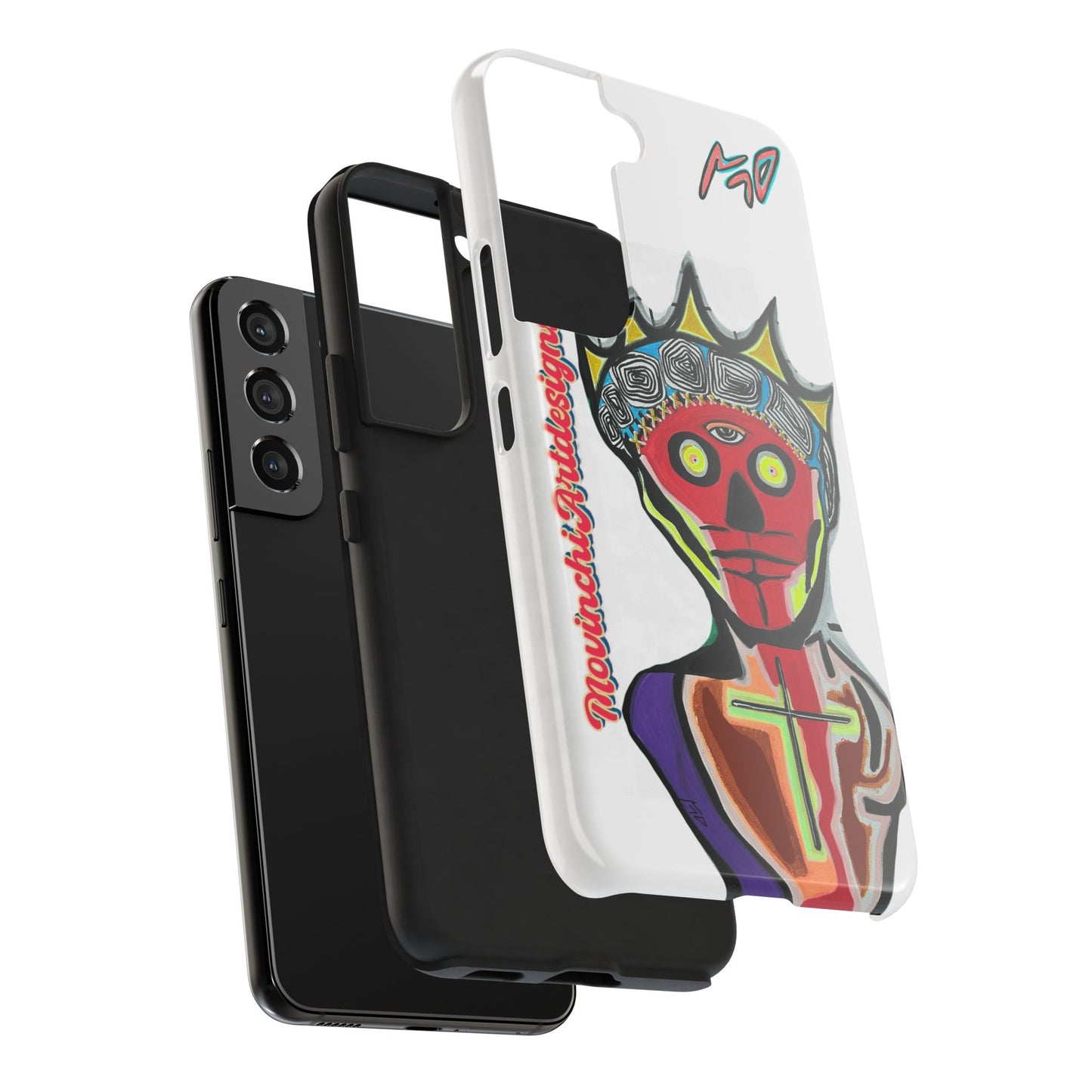 Artistic Crown KING GRAY  Skull Tough Phone Case — Colorful Abstract Guardian Design