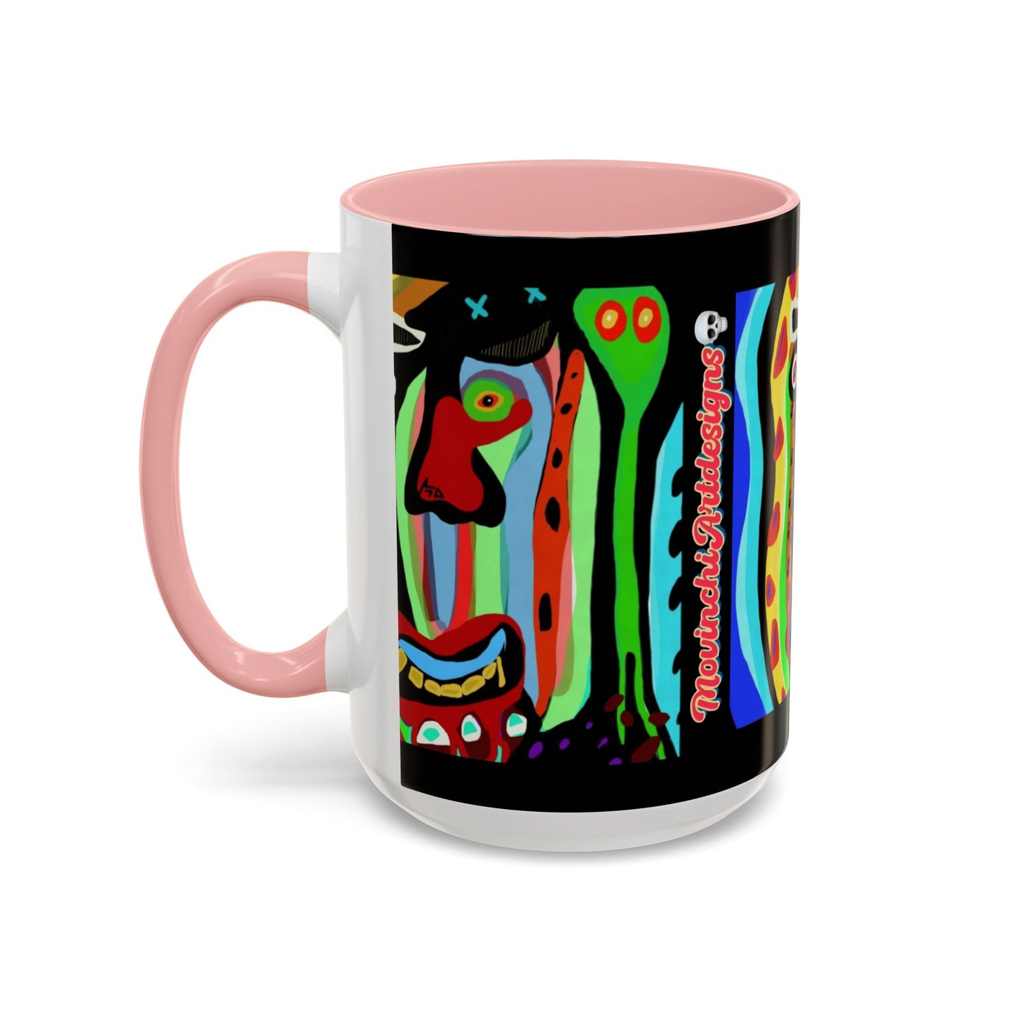 CRAZY.   Neon Face Accent Coffee Mug – Colorful Psychedelic Art Ceramic Mug