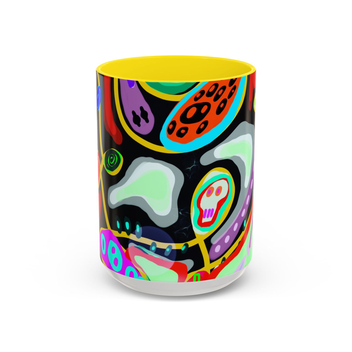 CRAZY2.0  Accent Mug — Colorful Neon Skull Abstract Coffee Cup