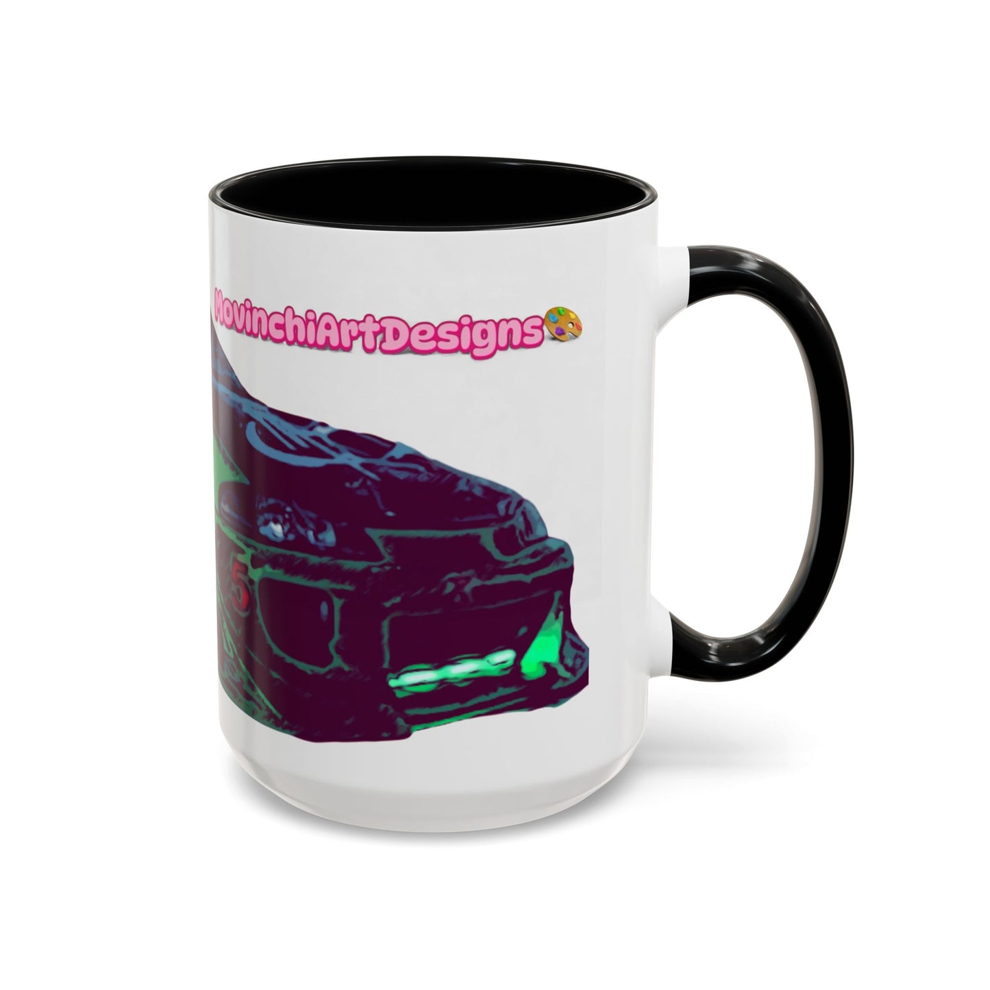 Coffee Mug —ECLIPSE  Neon Sports Car Design with "MovinchiArtDesigns" Logo